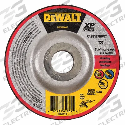 DEWALT Depressed Center Grinding Wheel: Type 27, 4 1/2" x 1/4" x 7/8", Ceramic - Cool-Cutting Grinding Wheels for Carbon & Stainless Steel