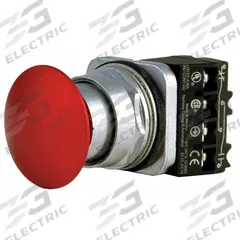 SIEMENS Mushroom Head Push Button: Non-Illuminated, Mushroom Head Profile, Metallic, 30 mm, 1NO/1NC (MPN 52BP2A2A). Key specifications — Brand: SIEMENS; Action: Maintained; Series: Class 52; Terminal Connection: Pressure Plate; Push Button Material Type: Metallic.
