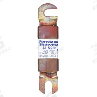 MERSEN Forklift Limiter Fuse: ALS Series, Bolt-On, Gen Purpose, 200 A, 125 V DC, Non-Indicating (MPN ALS200). Key specifications — Brand: MERSEN; Series: ALS.