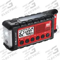 MIDLAND Portable Weather Radio: AM/FM/NOAA, High Freq Dog Whistle, Black/Red, 3 in Overall Dp (MPN ER310). Key specifications — Features: High Frequency Dog Whistle; Includes: Micro USB Cable; Radio Bands: NOAA; Alert Style: Audible Alert; Brand: MIDLAND; Includes Display: Display Included.