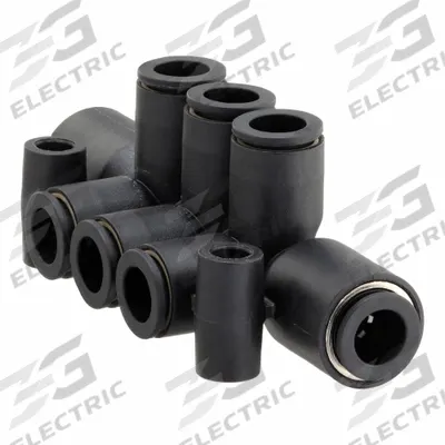 LEGRIS Push-Fit Tee Fitting: 1/4 in OD x 1/4 in OD x 1/4 in OD Size - Nylon & Nickel-Plated Brass Tube Fittings