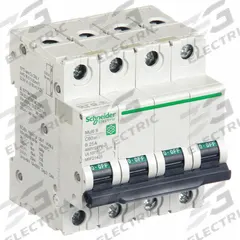 SCHNEIDER ELECTRIC IEC Supplementary Protector: 25 A Amps, 14kA at 240V AC, Screw Clamp, B (MPN M9F21425). Key specifications — Series: C60SP; DC Voltage Rating: Not Rated; Max. AIR Rating: 14kA at 240V AC; Terminal Connection: Screw Clamp; Brand: SCHNEIDER.