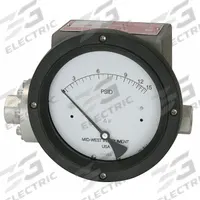 MIDWEST INSTRUMENT Differential Pressure Gauge & Switch: In-Line, 1/4 in NPT Female, 240, IP65 4X (MPN 240-SC-02-O(JAA)-100H). Key specifications — Sensor Type: Diaphragm; Series: 240; Housing Material: 316 Stainless Steel; Certificate of Calibration: Not Included; Gauge Accuracy: ±3-2-3%.