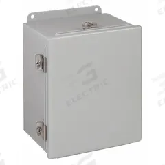 HOFFMAN Enclosure: Steel, 6 in x 4 in x 3 in, NEMA 12/13/4, Solid Cover, Hinged (MPN A604CHNF). Key specifications — Closure Method: Clamps; Brand: HOFFMAN; Knockouts: Not Included.