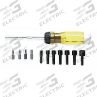 PROTO Multi-Bit Screwdriver: Hex/Phillips/Slotted Tip, 11 Tips, 8 3/4 in Overall Lg, Magnetic, J9322. Key specifications — attr1205339: Nut Driver: Hex 3/16 in + 1/4 in + 9/32 in + 5/16 in + 11/32 in + 7/16 in; attr1205303: PROTO.