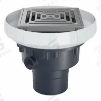 ZURN Floor Drain: 5 in Overall Dia, 6 in Grate Size, 4 in Nominal Pipe Size, Solvent Weld, PVC (MPN EZ-PV4-S6-SS). Key specifications — Color: Silver; Connection Type: Solvent Weld; Brand: ZURN; Includes: Stainless Mesh Screen.