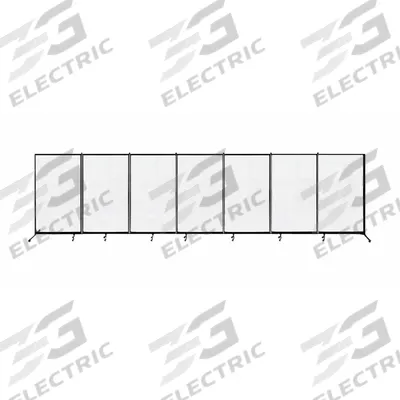 SCREENFLEX Room Divider: 7 Panels, Transparent, Clear Panel, 74 in Overall Ht - Plastic Portable Room Dividers
