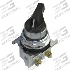EATON Selector Switch: 30 mm Panel Mounting Size, 2 Positions, Extended Lever, 1NO/1NC, Metallic (MPN 10250T20LB). Key specifications — AC Contact Rating: 10 A @ 600 V; Action: Maintained/Maintained; Cam: 3; DC Contact Rating: 5 A @ 250 V; Hazardous Location Specification: Not Rated; Operator Head Material: Polymer; Operator Head Type: Long-Handled Knob; Operator Illumination: Non-Illuminated.