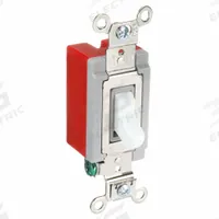 HUBBELL Wall Switch: Toggle Switch, Single Pole, Maintained, White, 120/277V AC, 20 A (MPN HBL1221W). Key specifications — Illuminated: No; Voltage Rating: 120/277V AC.