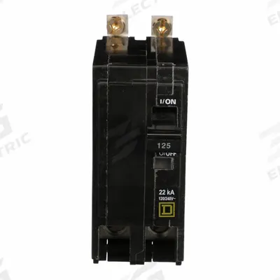 SQUARE D Miniature Circuit Breaker: 125 A, 120/240V AC, Single Phase, 22kA at 120/240V AC - QOB Series, Bolt-On Square D Miniature Circuit Breakers