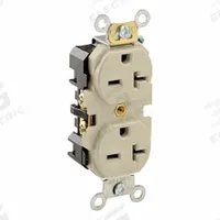 LEVITON Duplex Receptacle Outlet: Duplex, 6-20, Ivory, 250V AC, 20 A, 2 Pole / 3 Wire (MPN 5462-I)