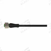 Cordset: M12 Female Straight X Bare Wire, 5 Pins, Black, PUR, 0.3 m Cable Lg, 4 A Max Current (A) (MPN 7000-12241-6350030). Key specifications — Cable Jacket Color: Black; End 1 Gender: Female; End 1 Mounting Orientation: Straight; End 2 Connection Type: Bare Wire; IP Rating: IP65; Brand: MURRELEKTRONIK; Wire Size: 22 AWG; Cable Jacket Material: PUR.