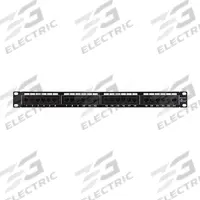 MONOPRICE Patch Panel: Flat, 2 Rack Units, 24 Ports, 5e, 110 IDC, Steel, 1 3/8 in Overall Ht, 7255. Key specifications — Brand: MONOPRICE; Compatible Cable Performance Category: 5e; Material: Steel; _Port Labeling: Front & Rear Numbered; _Rear Termination: 110 IDC; _Shielded: Unshielded.