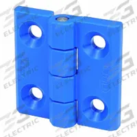 ELESA hinge: Fiberglass-Reinforced Polyamide/Stainless Steel, 40 mm Overall Ht, 14 mm Leaf Wd (MPN 199511). Key specifications — Material: Stainless Steel; _Metal-Detectable or Visually-Detectable Color: RAL 5005 Signal Blue - Visually-Detectable.