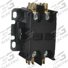 DAYTON Definite Purpose Magnetic Contactor: 2 Poles, 120V AC, 20 A, Non-Reversing (MPN 6GNR2). Key specifications — Brand: DAYTON; Coil Voltage: 120V AC; Contactor Style: HVACR Definite Purpose Contactor; Mounting Style: Through Panel; Terminal Connection Type: Screw Terminals; Maximum Voltage Rating: 600V AC; Phase: Single; Main Pole Contact Form: 2NO.