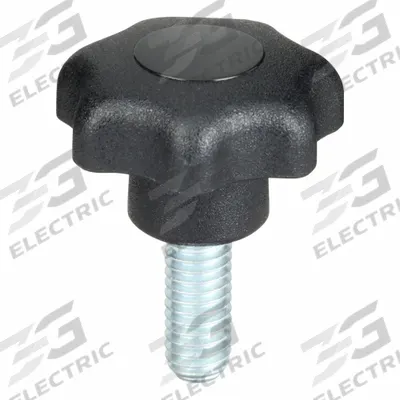 KIPP Hand Knob: 7 Point, Plastic w/ Steel Thread, M6 Thread, 15 mm Thread Lg - 7-Arm Knobs with Threaded Stud