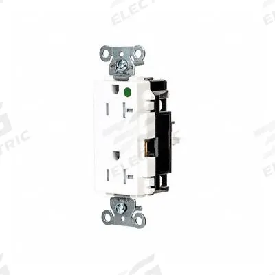 HUBBELL Receptacle: Hospital Grade, Decorator Duplex, 5-20R, White, 125V AC, 20 A - General Purpose Receptacles