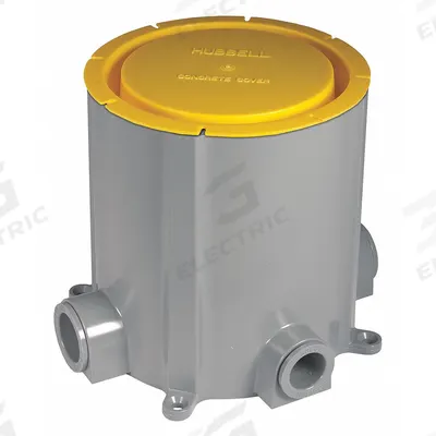 RACO Floor Box: Round, 1 in/3/4 in For Conduit Sizes, 117 cu in Capacity, Cover Included - PVC Electrical Floor Boxes