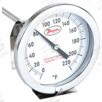 DWYER Clip On Dial Thermometer: 50°F to 330°F, +/- 2% Accuracy, 5 in Stem Lg, Fahrenheit (MPN CBT175061). Key specifications — Accuracy: +/- 2%; Brand: DWYER; Temperature Units: Fahrenheit.