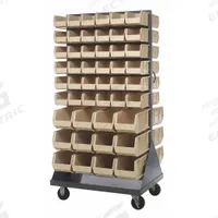 QUANTUM STORAGE SYSTEMS Mobile Louvered Floor Rack: 36 in x 24 in x 72 in, 96 Bins Included, Ivory (MPN QMD-36H-230240IV). Key specifications — Bin Width: (24) 8-1/4 in; Color: Gray; Caster Wheel/Configuration: (2) Swivel; Caster Wheel/Tread Material: Hard Rubber; Bin Color: Ivory; Bin Depth: (24) 14-3/4 in; Bin Height: (24) 7 in; Brand: QUANTUM STORAGE SYSTEMS.
