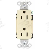 BRYANT Receptacle: Decorator Duplex, 5-15, Ivory, 125V AC, 15 A, 2 Pole / 3 Wire (MPN DRS15I)