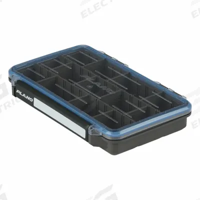 PLANO Compartment Box: 10 7/8 in x 7 1/4 in x 1 3/4 in, Black/Clear, 39 Compartments - Small Parts Compartmented Boxes with Adjustable Dividers