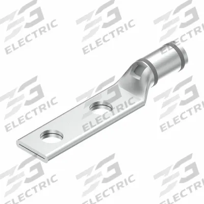 BURNDY Compression Lug: For 4 AWG, Solid/Stranded Wire, 3/8 in Stud Size, Std - Two-Hole Compression Lugs