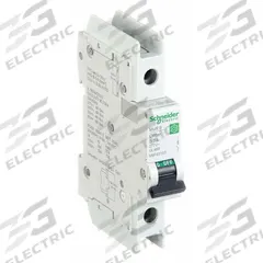 SCHNEIDER ELECTRIC IEC Miniature Circuit Breaker: 3 A Amps, 60V DC, 14kA at 120/240V AC, Screw Clamp (MPN M9F43103). Key specifications — Brand: SCHNEIDER; DC Voltage Rating: 60V DC; Max. AIR Rating: 14kA at 120/240V AC; Terminal Connection: Screw Clamp; AC Voltage Rating: 240/415V AC.
