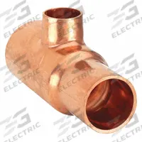 STREAMLINE Sweat Fitting Tee: 2 in CTS x 2 in CTS x 1 1/4 in CTS, Cup x Cup x Cup, Wrot Copper (MPN W 40104)