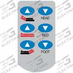 CREST HEALTHCARE SUPPLY Overlay: Compatible with 6 Button HD2 Bed Control, Plastic, E-10073. Key specifications — Manufacturer Part Number: E-10073; Color: Gray; Brand: CREST HEALTHCARE SUPPLY; Call Station Type: Overlay; Material: Plastic; Compatible Product Type: 6 Button HD2 Bed Control; Part Type: Replacement Control Stickers.