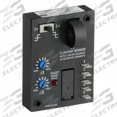 DAYTON Adjustable Current Sensing Relay: Surface Mounted, 10 A Current Rating, 24V AC, Tab (MPN 6C054). Key specifications — Adjustment Method: Switch; Electrical Connection: Quick Connect Tabs; Monitored Parameters: Undercurrent; Mounting Style: Surface; Status Indicator: LED Indicator; Trip Point: 2 to 20 A; Trip Point Type: Adjustable; Brand: DAYTON.