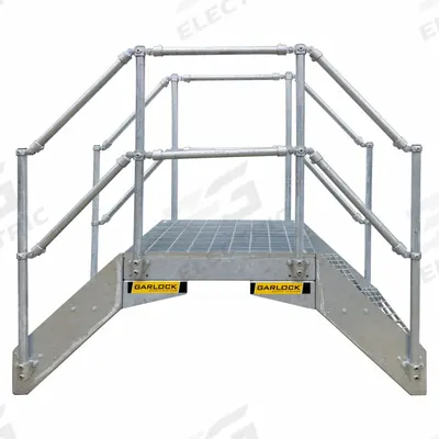 GARLOCK SAFETY SYSTEMS Crossover Bridge: 6 in Platform Ht, Steel, 1,400 lb Load Capacity - Easy Descent Crossover Bridges