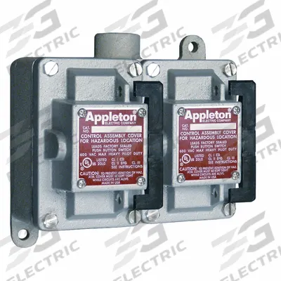 APPLETON ELECTRIC Tumbler Switch: 2 Gang, 1-Pole, 20 A, 277 V AC, Dead-End Hub - Two-Gang Rocker-Arm Tumbler Switches