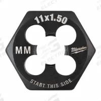 MILWAUKEE Hex Threading Die: M11x1.5 Metric, 1 in Hex Wd, Black Oxide Carbon Steel (MPN 49-57-5356)