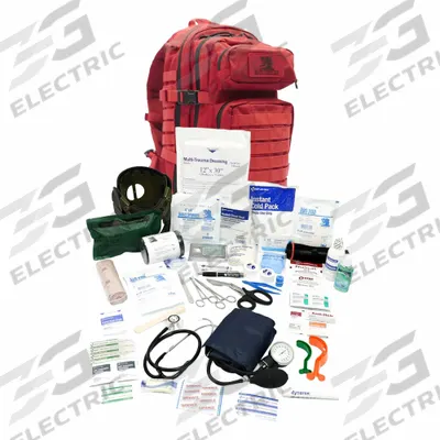 ELITE FIRST AID Backpack Responder Kit: 206 Components, Nylon, Bag, Red, No Medication Included - Backpack Trauma Kits