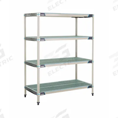METRO Plastic Industrial Shelving: 24 in x 48 in, 62 in Overall Ht, 4 Shelves - Harsh-Environment Antimicrobial Stationary Plastic Shelving