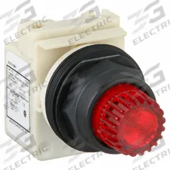 SCHNEIDER Extended Push Button: Red, 30 mm Mounting Size, Non-Metallic, Momentary (MPN 9001SK2L1R). Key specifications — Brand: SCHNEIDER; Action: Momentary; Series: 9001SK; Push Button Material Type: Non-Metallic.