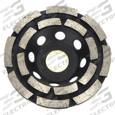 HUSQVARNA Segment Cup Grinding Wheel: Double Row, 4" Dia, 5/8-7/8" Arbor, 12 Segment - Double-Row Diamond Segment Cup Grinding Wheels