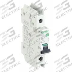SCHNEIDER ELECTRIC IEC Miniature Circuit Breaker: 4 A Amps, 60V DC, 14kA at 120/240V AC, Screw Clamp (MPN M9F42104). Key specifications — Brand: SCHNEIDER; DC Voltage Rating: 60V DC; Max. AIR Rating: 14kA at 120/240V AC; Terminal Connection: Screw Clamp; AC Voltage Rating: 240/415V AC.
