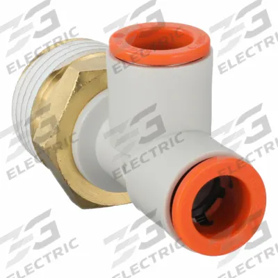 SMC Push-Fit Tee Fitting: 1/2 in Pipe x 3/8 in OD x 3/8 in OD Size, 53 11/16 mm Overall Lg - Polybutylene & Brass Tube Fittings