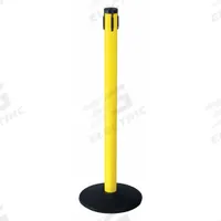 RETRACTA-BELT Belt Barrier Receiver Post: Round Sloped, 40 in Post Ht, Yellow, Aluminum, Sloped (MPN 301YA-RCV). Key specifications — Brand: RETRACTA-BELT; Post Color: Yellow; Post Material: Aluminum; Base Material: Cast Iron; Base Shape: Sloped.