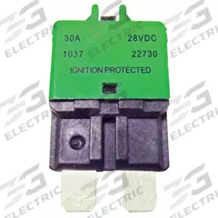 Automotive Circuit Breaker: CB227, 28V DC, 2 kA at 28V DC, Blade (MPN CB227-30). Key specifications — Series: CB227; Voltage: 28V DC; Interrupt Rating: 2 kA at 28V DC; Terminal Connection: Blade; Circuit Breaker Type: Type III ATC Footprint Circuit Breaker; Brand: BUSSMANN.
