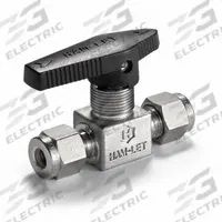 HAM-LET Manual Two-Way Ball Valve: 1/4 in, Stainless Steel, Straight, Compression x Compression (MPN H-800M-SS-L-8MM). Key specifications — Brand: HAM-LET; Handle: Lever.