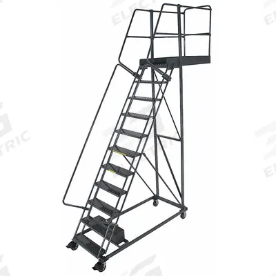 BALLYMORE Rolling Cantilever Ladder: 9.2 ft Platform Ht, Unassembled, Locking Casters - Unsupported Cantilever Ladders