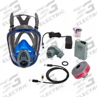 PAPR System: Full Facepiece, Mask-Mount, M, 3100 (MPN 10095182). Key specifications — Headgear Type: Full Facepiece; Size: M; Includes: Dual-Rate Battery Charger and Cable; Series: 3100; Blower Mount: Mask-Mount.