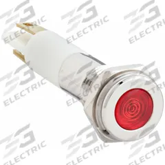 APPROVED VENDOR Flush Panel Light: 5/16 in Panel Mounting Hole Dia, LED, Red, Flush Head, H08 (MPN 24M060). Key specifications — Brand: APPROVED VENDOR; Electrical Connection: 0.11 Male Quick Disconnect.