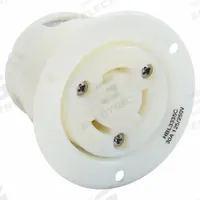 HUBBELL Locking Receptacle: Non-NEMA, White, 125/250V AC, 30 A Current Rating, 3 Poles, 3 Wires (MPN HBL3335C). Key specifications — Brand: HUBBELL.