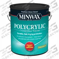 MINWAX Finish: Varnish, Interior, Water, 1 gal Container Size, Wood, Ultra-Flat, Clear, Clear (MPN 111110000). Key specifications — Brand: MINWAX; Transparency: Clear; Use Location: Interior; Sheen: Ultra-Flat; Sub-Brand: Polycrylic; Color: Clear; Resin Type: Polyurethane.