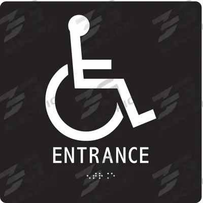 ADA Braille Facility Sign: Modified Acrylic, Adhesive Sign Mounting - Square Wheelchair Entrance Signs