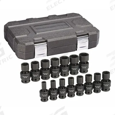 GEARWRENCH Socket Set: 3/8 in Drive Size, 10 mm to 24 mm Socket Size Range, Manganese Phosphate - SAE Impact Socket Sets